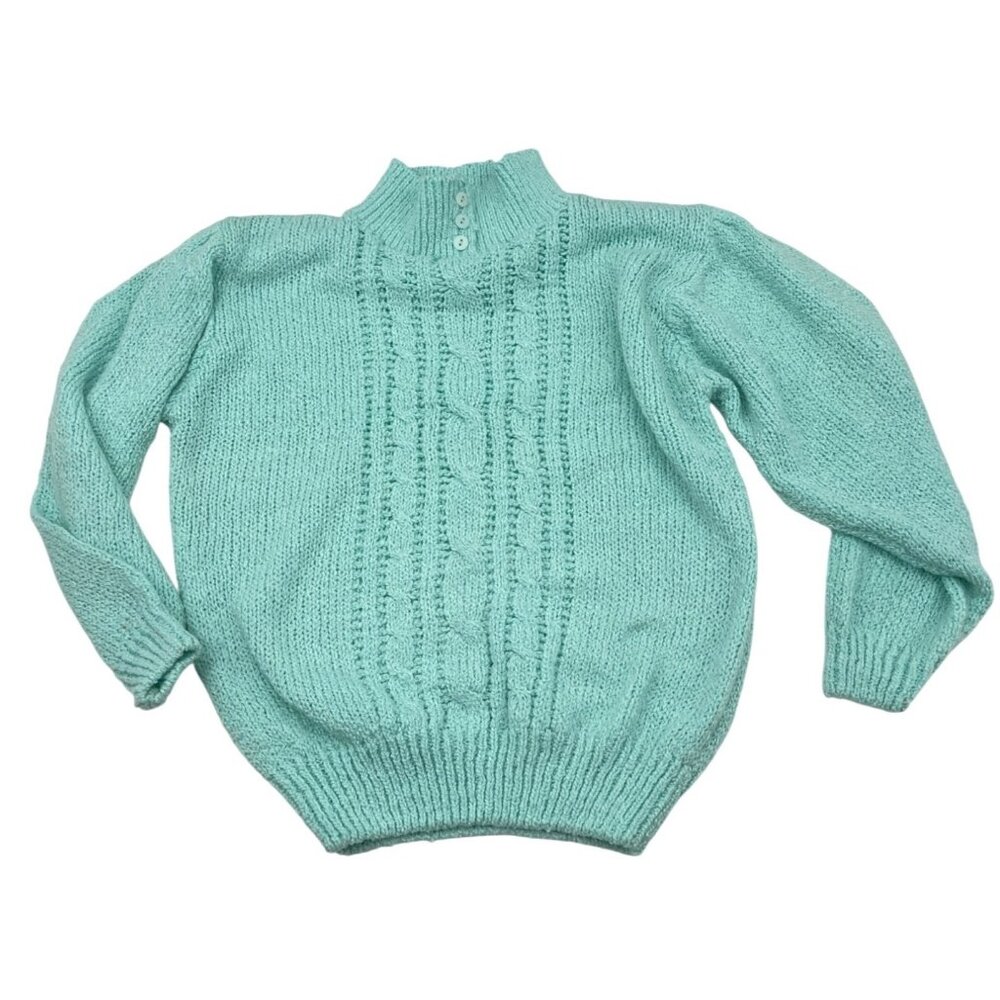 Vintage Center Aisle Acrylic Women's Sweater Cable Knit Long Sleeve Size Large